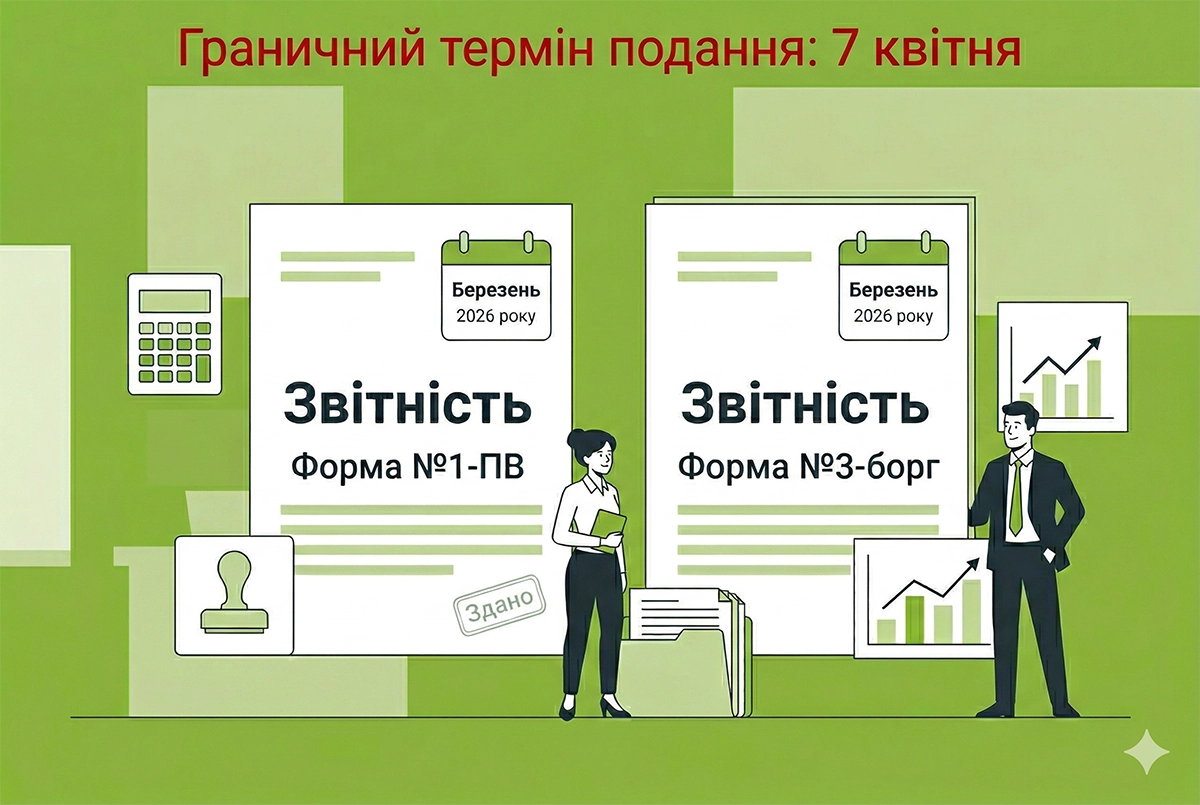 7 квітня – граничний термін подання статзвітів №1-ПВ та №3-борг за березень 2026 року