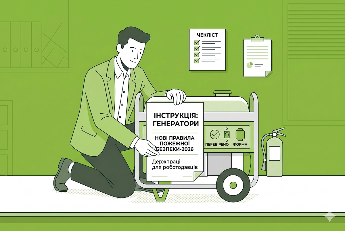 Нові правила пожежної безпеки при використанні генераторів-2026: інструкція від Держпраці для роботодавців