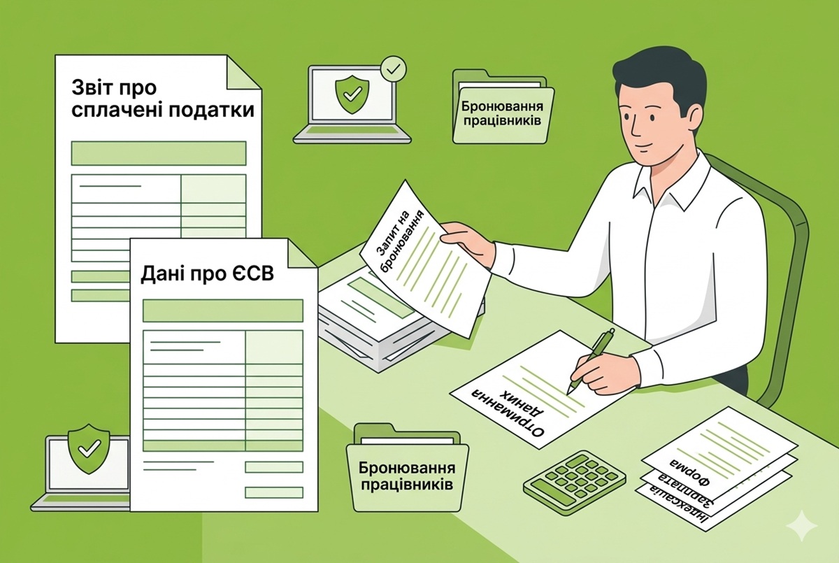 Дані про сплачені податки та ЄСВ: як отримати для бронювання працівників
