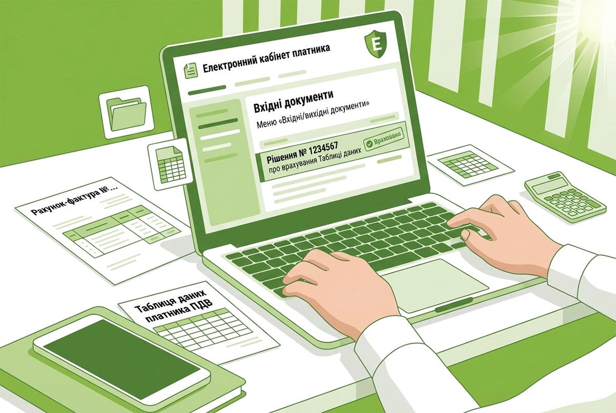 Врахування таблиці даних платника ПДВ: де переглянути в Е-кабінеті