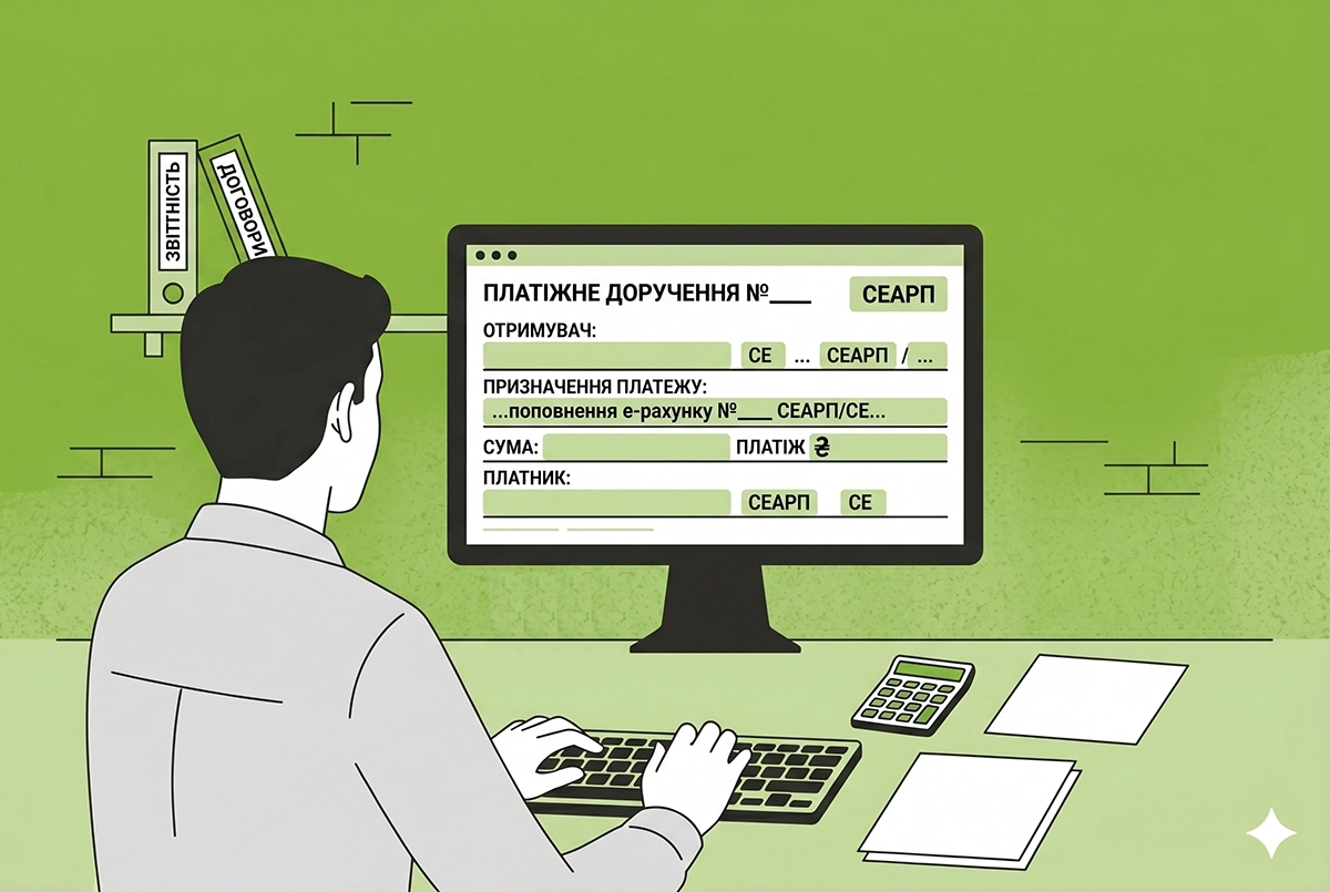 Поповнення е-рахунку у СЕАРП та СЕ: що зазначати у платіжці