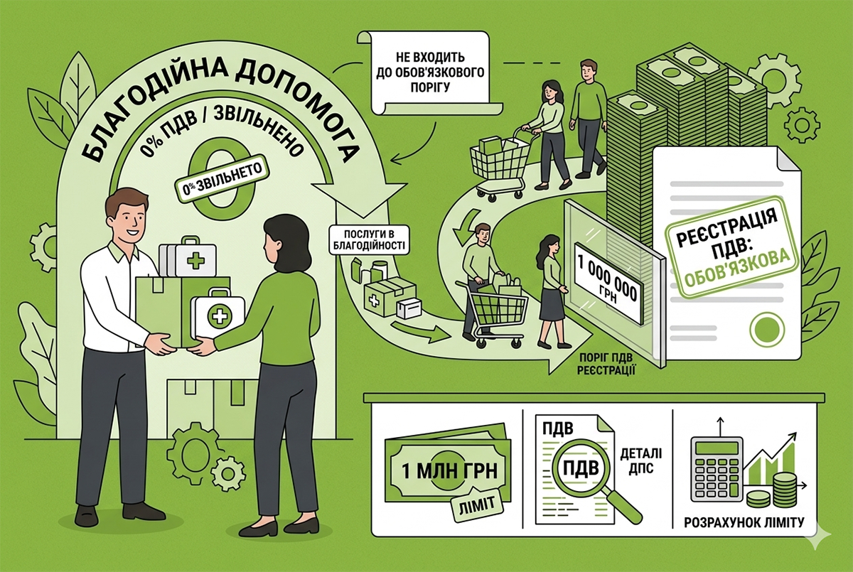 Постачання товарів у межах благодійної допомоги та поріг в 1 млн грн для реєстрації ПДВ: деталі від ДПС