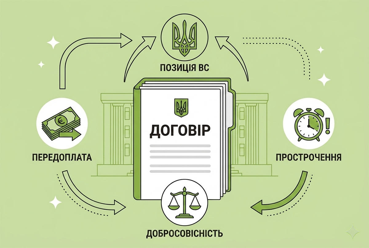 Передоплата, прострочення і добросовісність за договорами: позиція Верховного суду