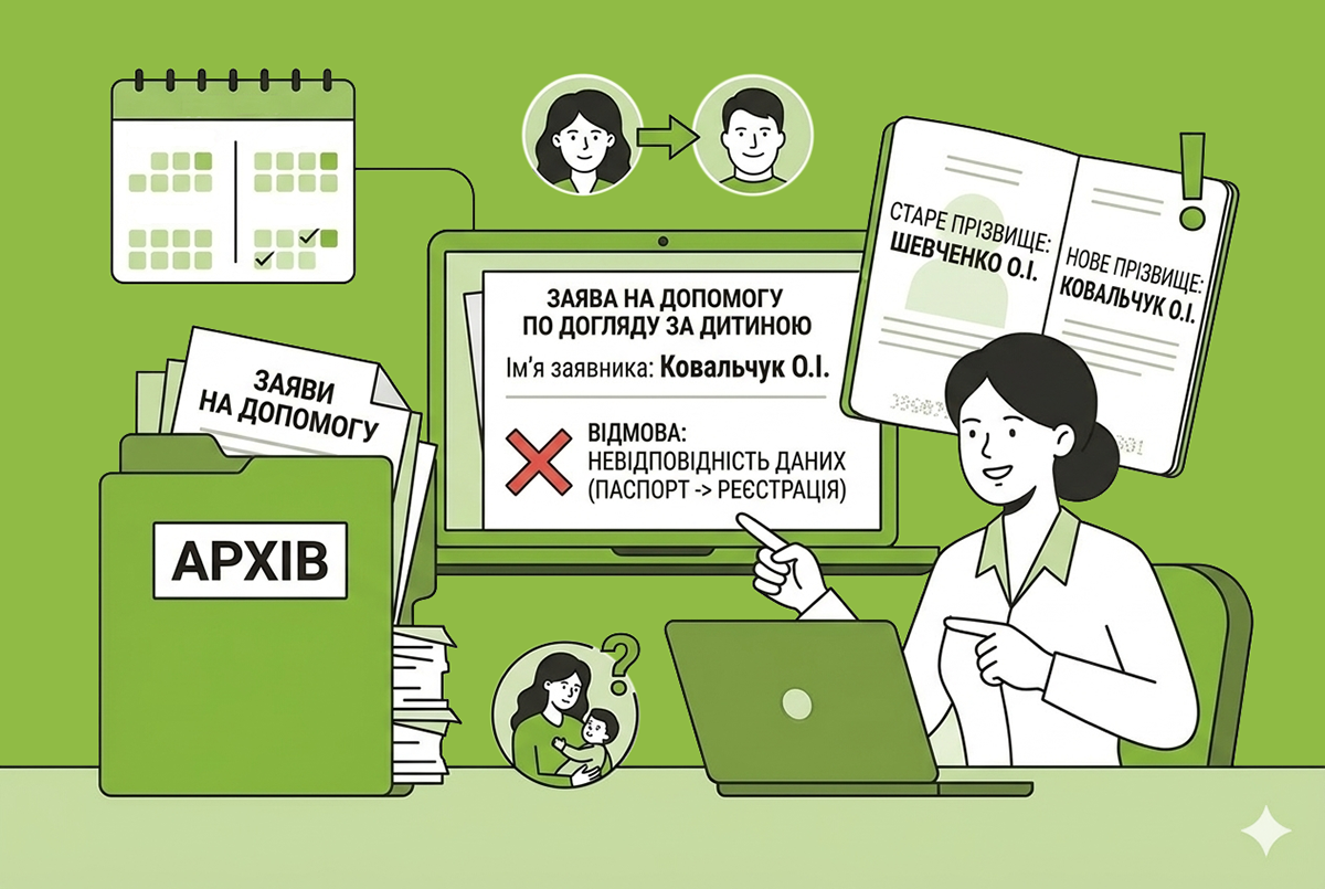 Проблема при отриманні допомоги по догляду за дитиною у разі зміни прізвища жінки: як планують розвʼязати