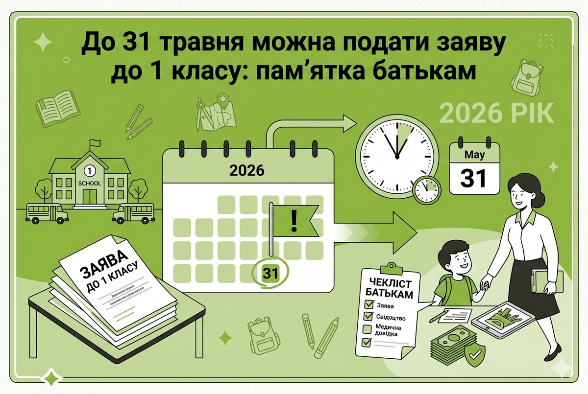 До 31 травня можна подати заяву до 1 класу: пам'ятка батькам