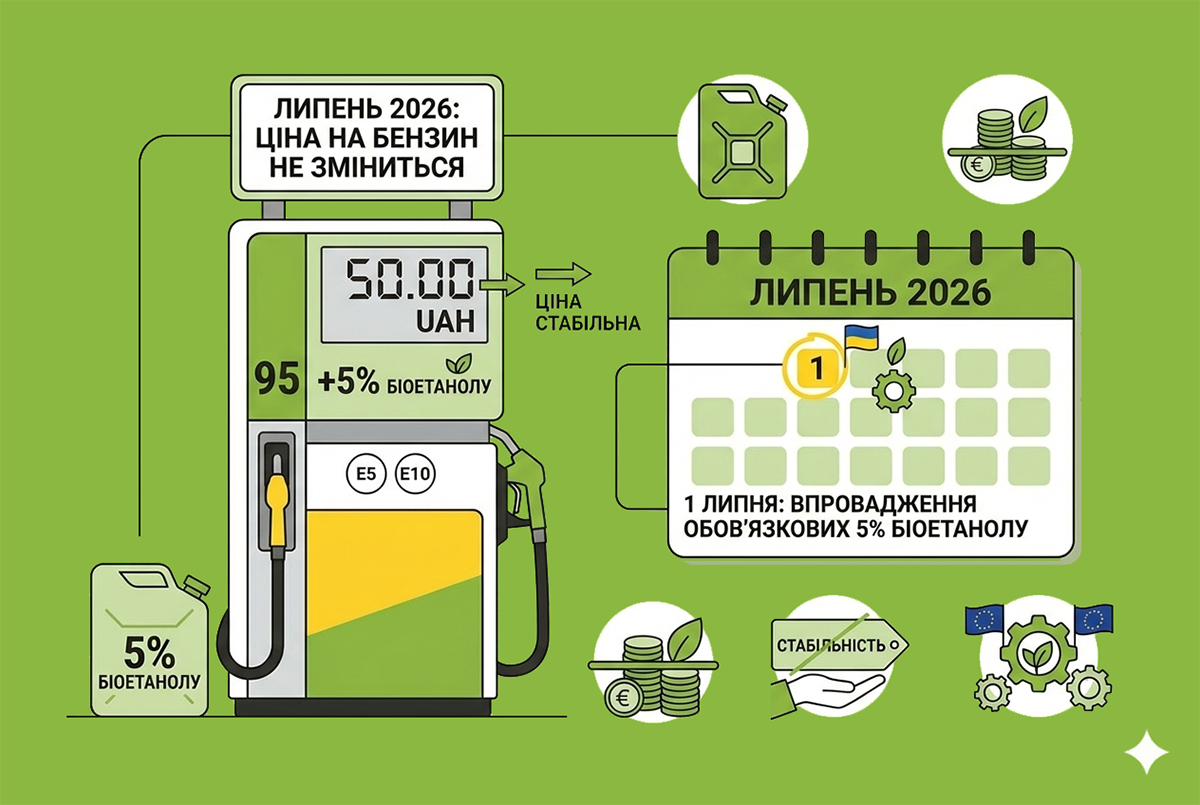 Додавання 5% біоетанолу до бензинів: чи зміняться ціни на паливо з 1 липня 2026?