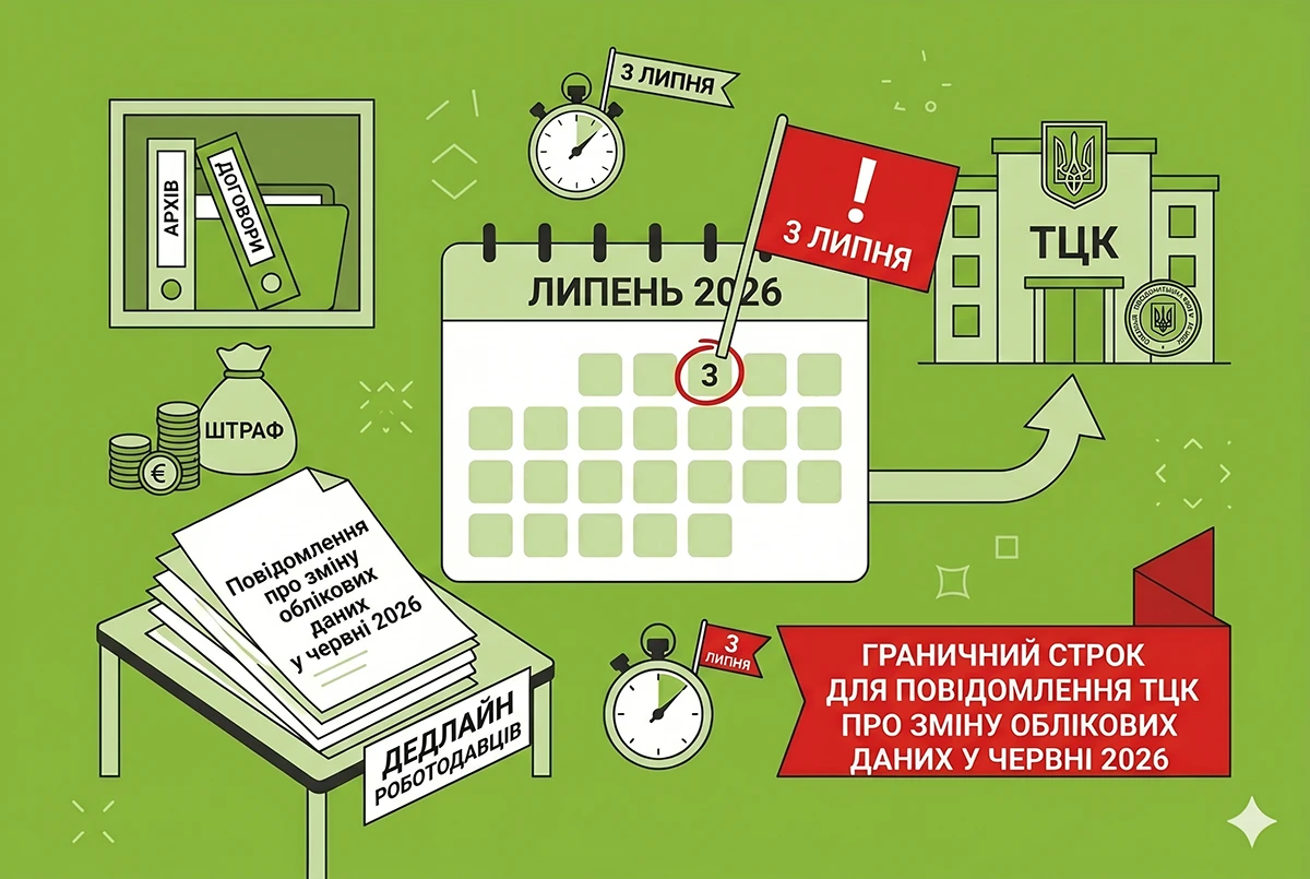3 липня - граничний строк для повідомлення ТЦК про зміну облікових даних у червні 2026: дедлайн роботодавців