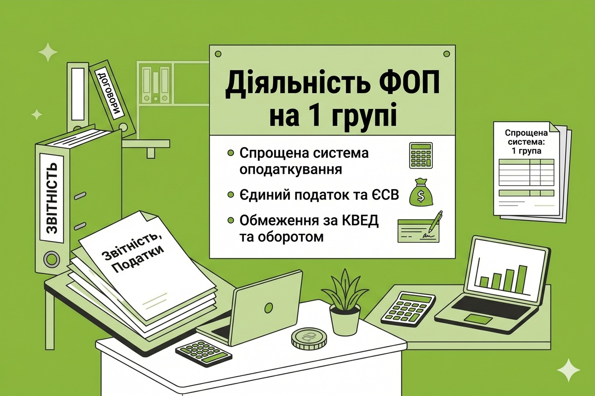 Діяльність ФОП на 1 групі: які види підходять та як отримувати платежі у 2026 році