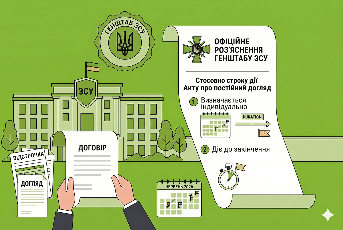 Строк дії акта про постійний догляд для відстрочки: роз'яснення Генштабу ЗСУ