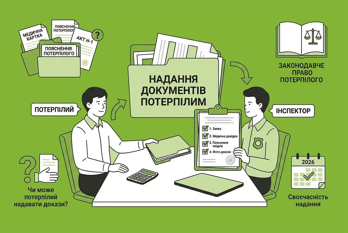 Розслідування нещасного випадку: чи може потерпілий надавати документи?