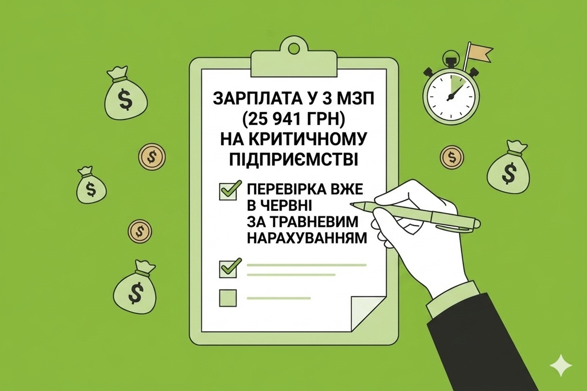 Зарплата у 3 МЗП (25 941 грн) на критичному підприємстві: перевіряють вже в червні за травневим нарахуванням