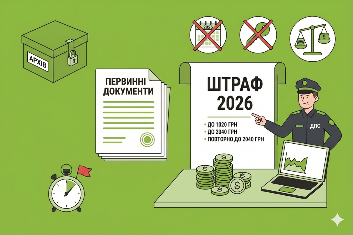 Порушення строків зберігання первинних документів-2026: яким буде штраф
