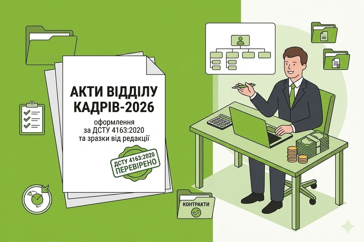 Оформлення Актів відділу кадрів у 2026 році: вимоги за ДСТУ 4163:2020 та зразки від редакції