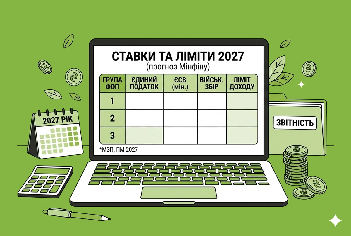 Розміри ЄСВ, єдиного податку, ВЗ та ліміти доходів для ФОПів-«спрощенців» у 2027 р.: Мінфін видав лист