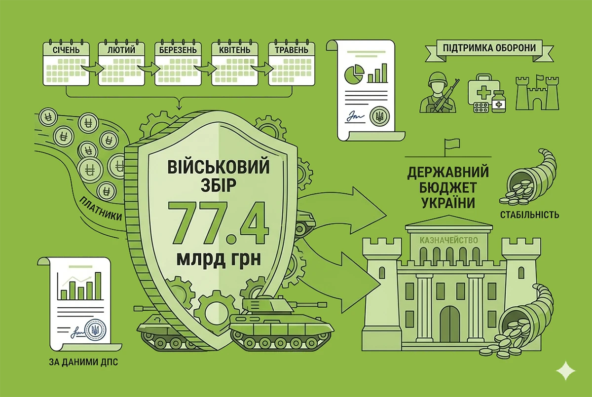 Понад 77 млрд грн військового збору перерахували платники податків з початку 2026 року: дані від ДПС