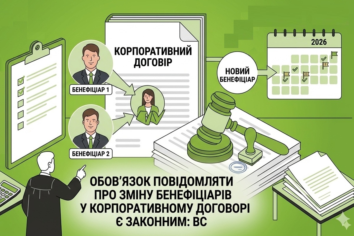 Обов'язок повідомляти про зміну бенефіціарів у корпоративному договорі є законним: позиція Верховного Суду