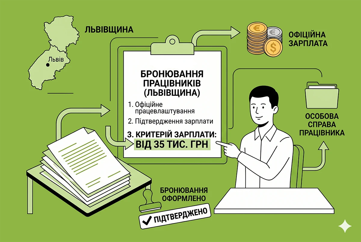 Для бронювання працівників Львівщини у 2026 році зарплатний критерій буде від 35 тис. грн