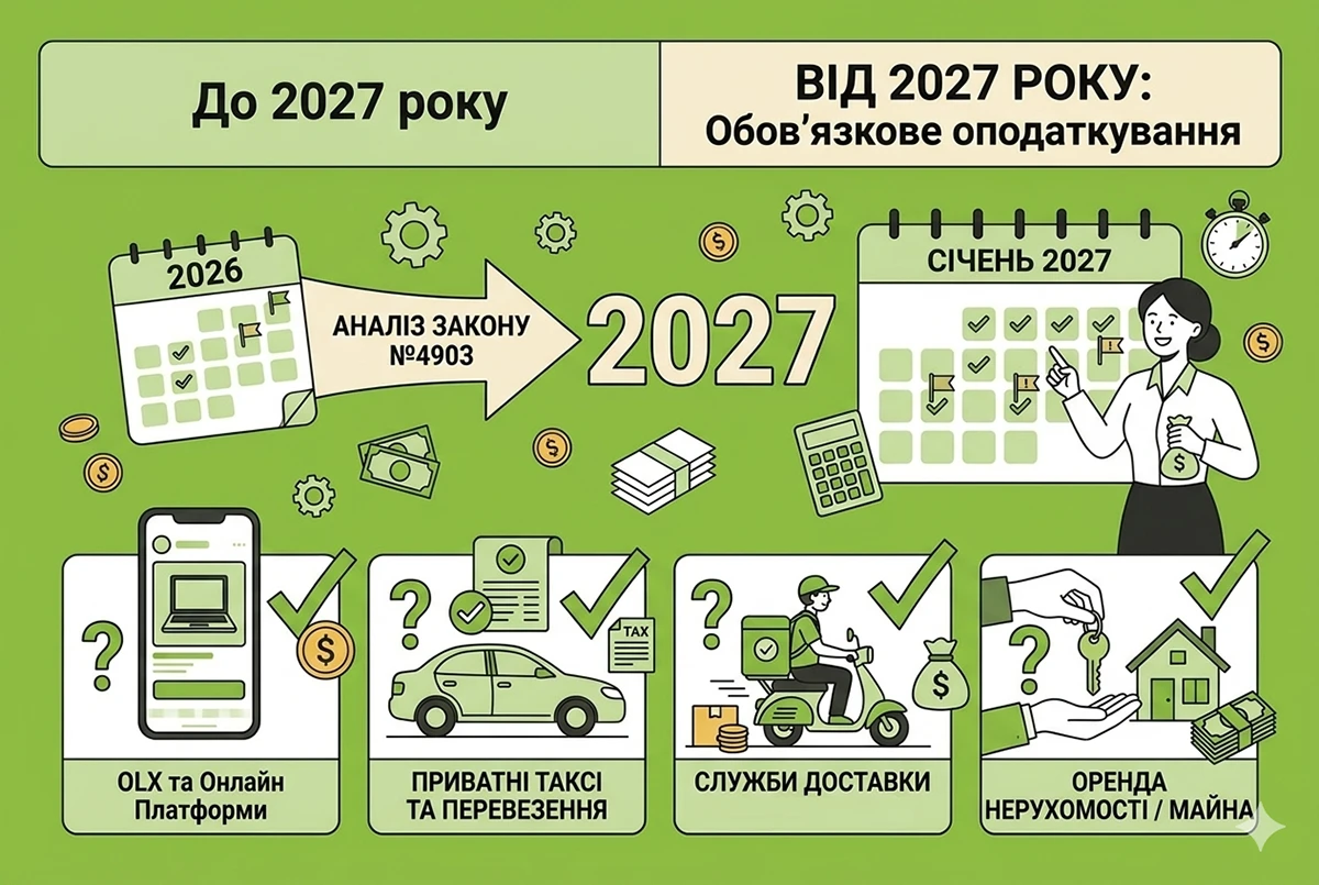 Обовʼязкове оподаткування доходів OLX, таксі, доставки та оренди з 2027 року: аналіз Закону №4903 від редакції