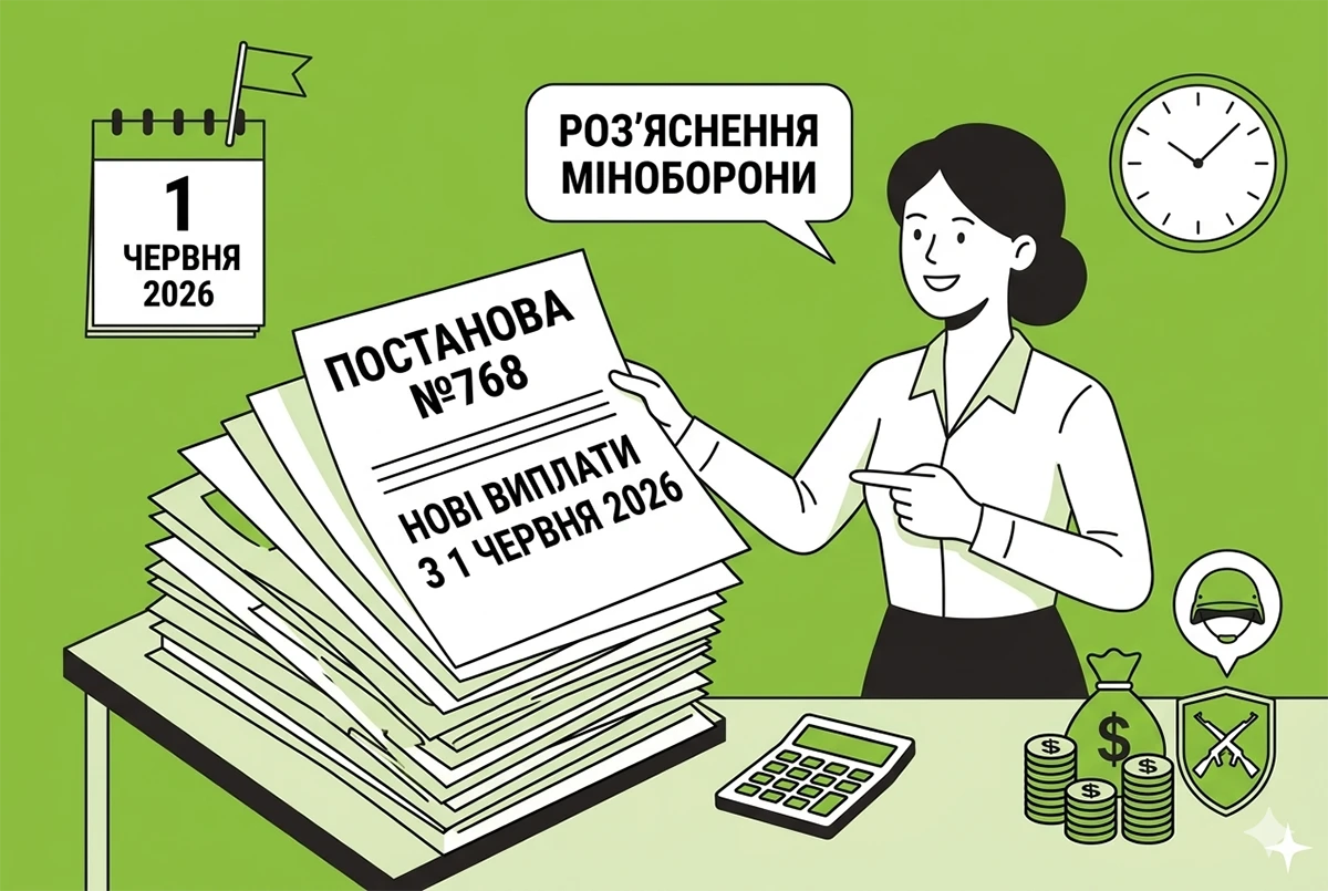Нові виплати військовим з 1 червня 2026 за Постановою №768: роз'яснення Міноборони