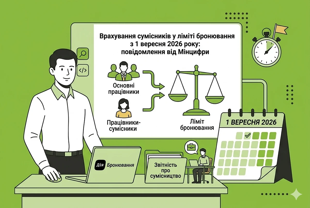 Врахування сумісників у ліміті бронювання з 1 вересня 2026 р.: Мінцифри не знає, як визначати місце роботи