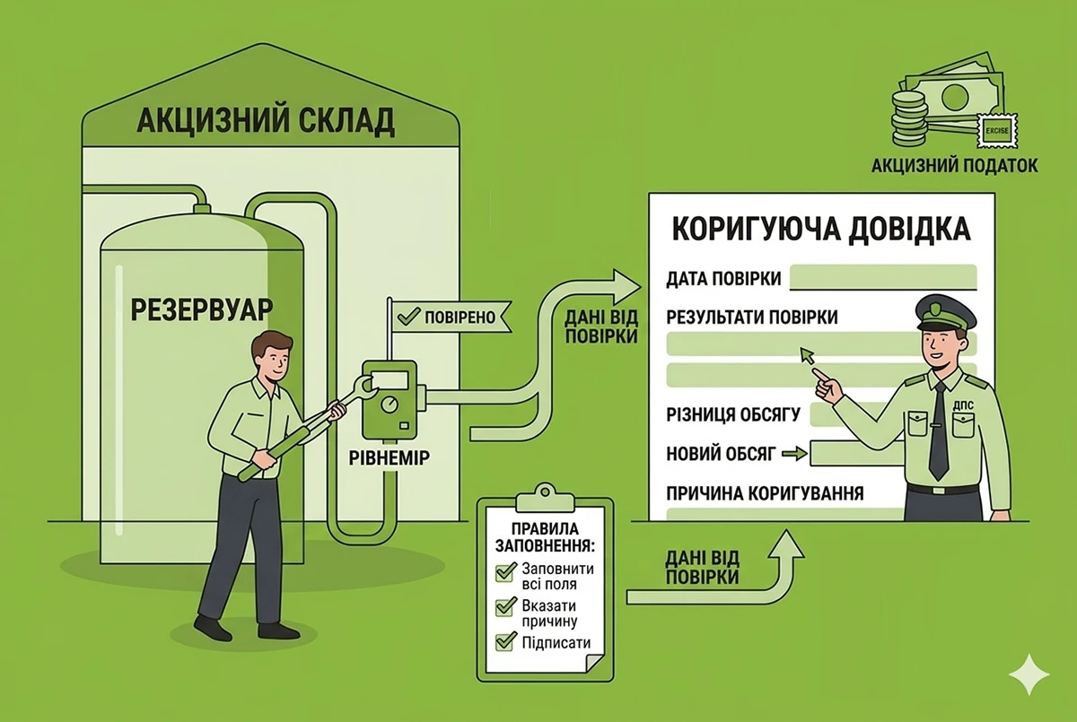 Повірка рівнеміра на акцизному складі: ДПС пояснила правила заповнення коригуючої довідки