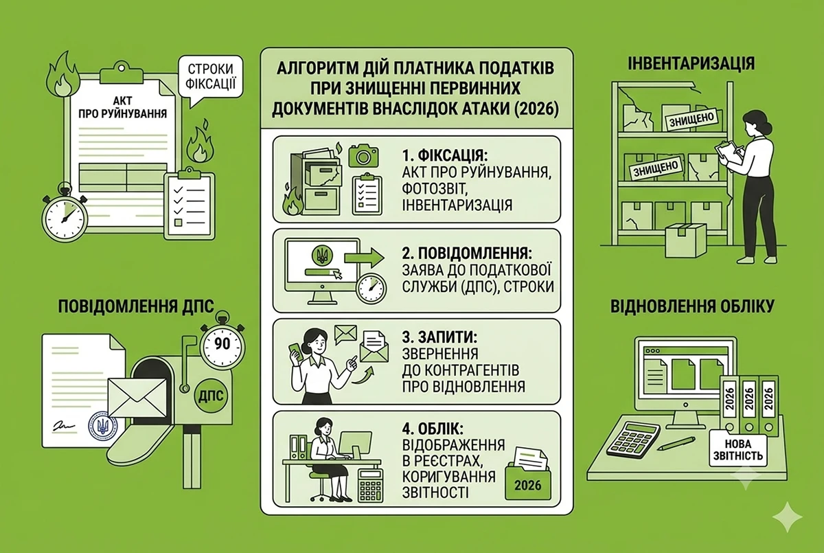 Внаслідок ворожої атаки знищено первинні документи: як діяти платнику податків у 2026 році