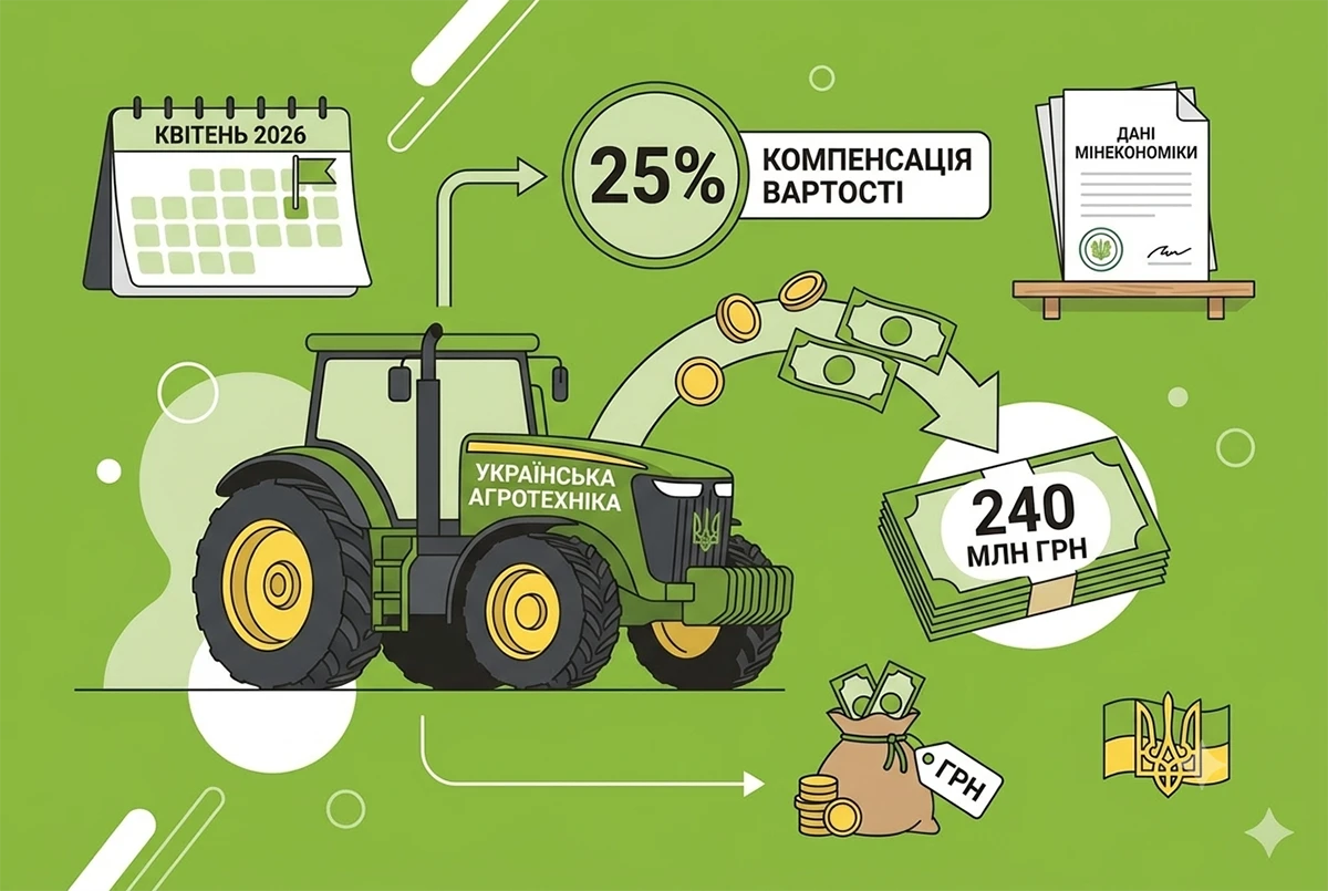 240 млн грн компенсації отримали аграрії за купівлю агротехніки: дані Мінекономіки за квітень 2026 року