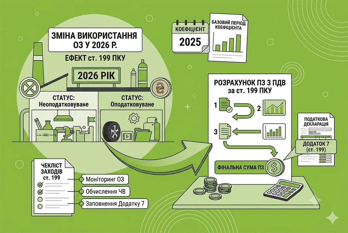 Зміна використання ОЗ у 2026 році: коли виникають ПЗ з ПДВ за ст. 199 ПКУ