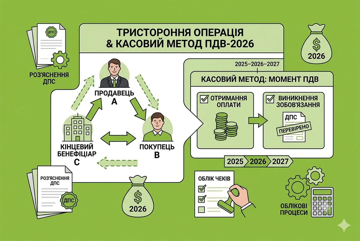 Оподаткування ПДВ при тристоронніх операціях у 2026 році: ДПС роз’яснила ситуацію для касового методу