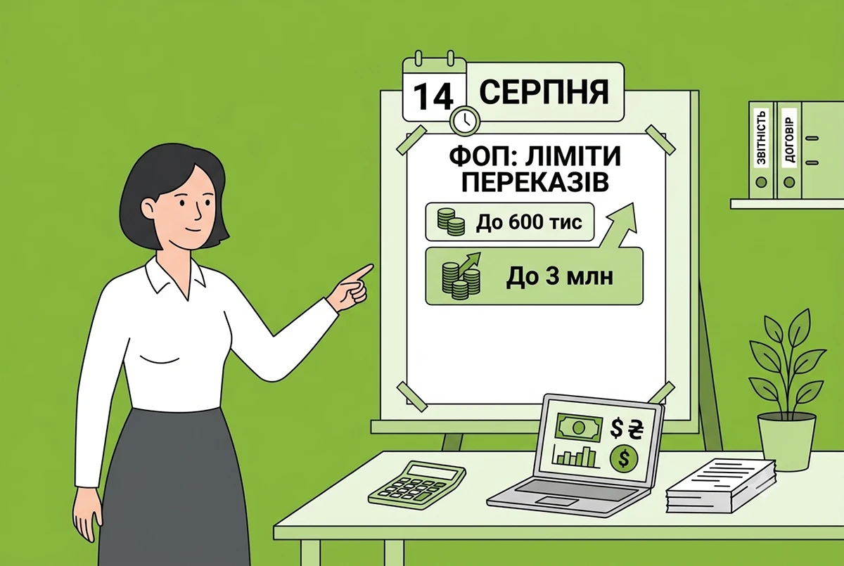 З 14 серпня діють нові місячні ліміти на перекази для ФОП 1-3 груп – 600 тис або 3 млн грн: як підготуватись