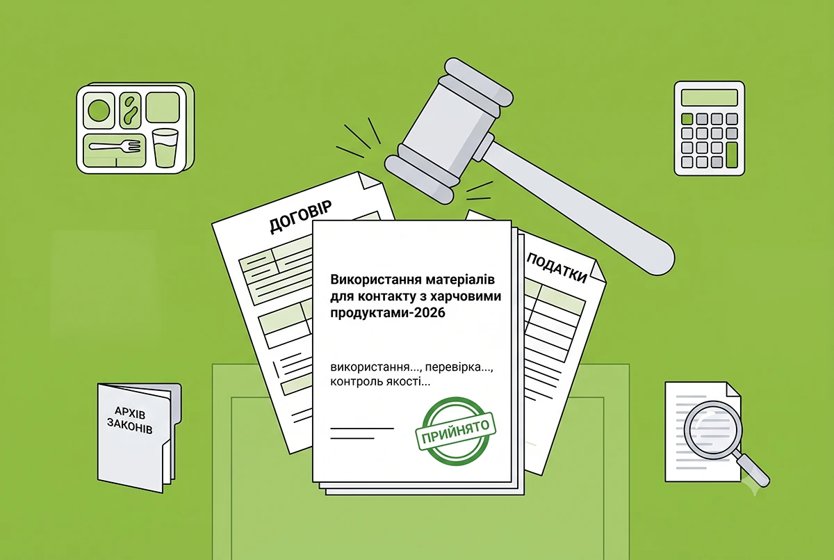 Використання матеріалів для контакту з харчовими продуктами-2026: прийнято закон
