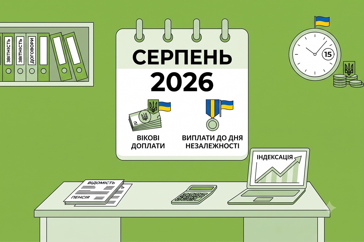 Пенсії у серпні 2026 року: правила нарахування вікових доплат та виплати до Дня Незалежності