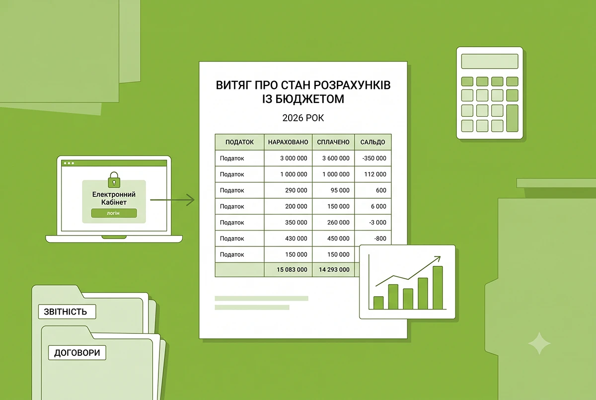 Витяг про стан розрахунків із бюджетом через Електронний кабінет: як замовити у 2026 році