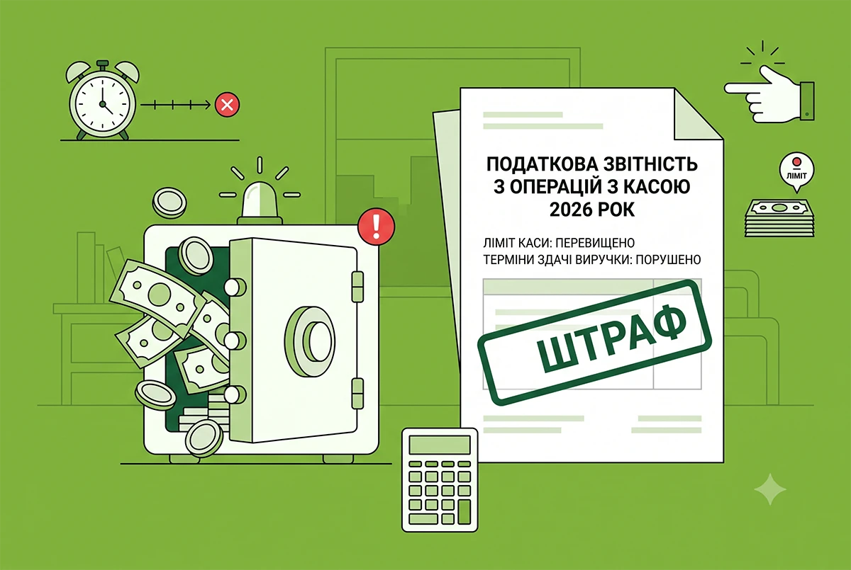 Штрафи за перевищення ліміту каси та порушення строків здачі виручки у 2026 році: нагадування ДПС