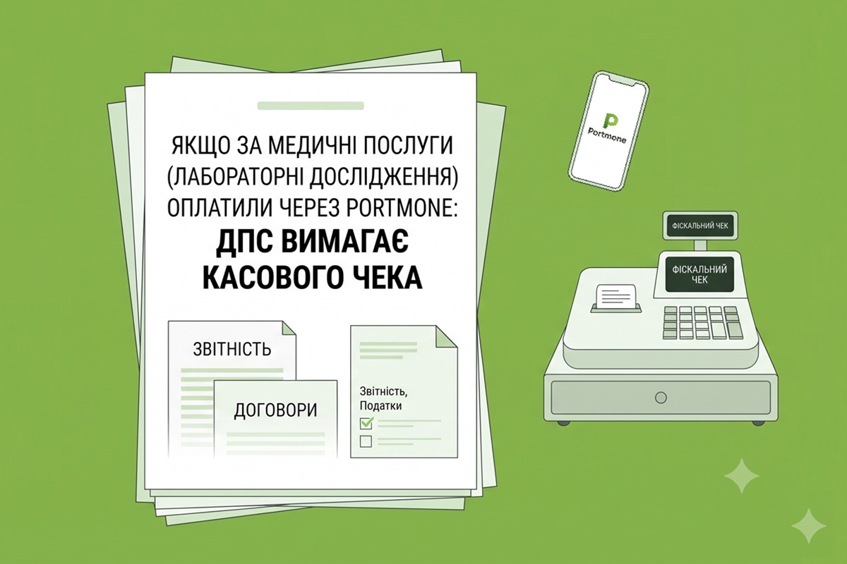 Оплата через Portmone за медичні послуги (лабораторні дослідження): ДПС вимагає РРО і видавати касовий чек