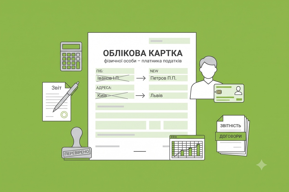 Алгоритм дій при зміні даних у Обліковій картці фізичної особи – платника податків