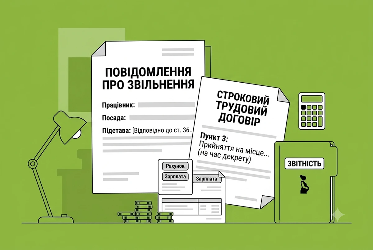 Повідомлення про звільнення працівника, який був прийнятий на місце працівниці в декреті