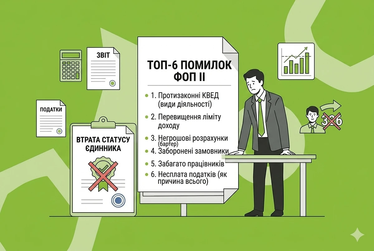 ТОП-6 помилок, через які ФОП ІІ групи може втратити статус «єдинника» у 2026 році