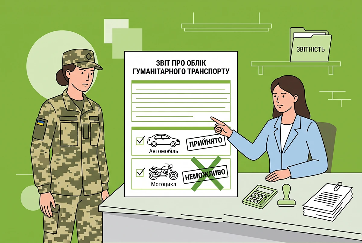 Автомобіль і мотоцикл як гуманітарна допомога: одночасна реєстрація військовослужбовцем