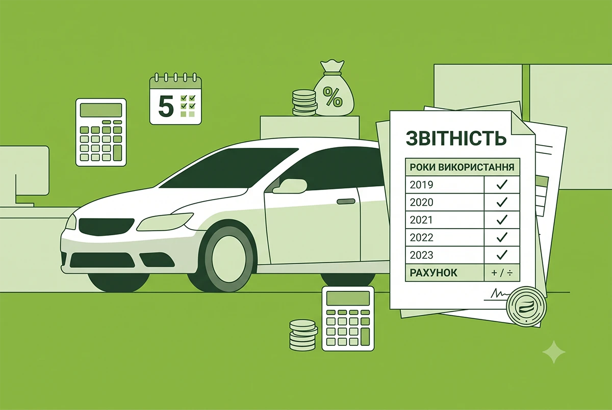 Сплата ЮО транспортного податку за легковий автомобіль, термін використання якого досягне 5 років