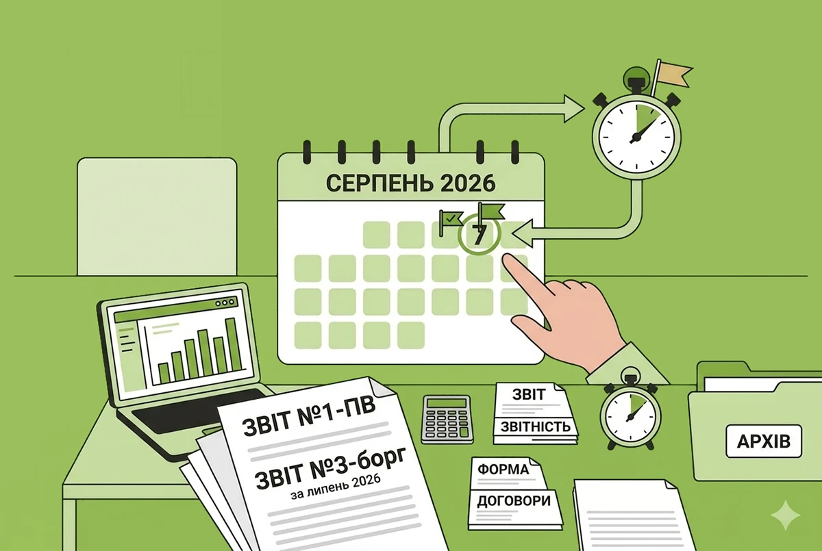 7 серпня – граничний термін подання статзвітів №1-ПВ та №3-борг за липень 2026 року