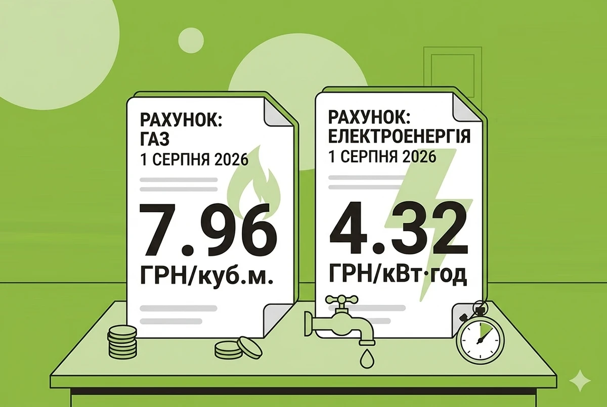 Тарифи на світло, газ і воду з 1 серпня 2026 року: скільки доведеться платити