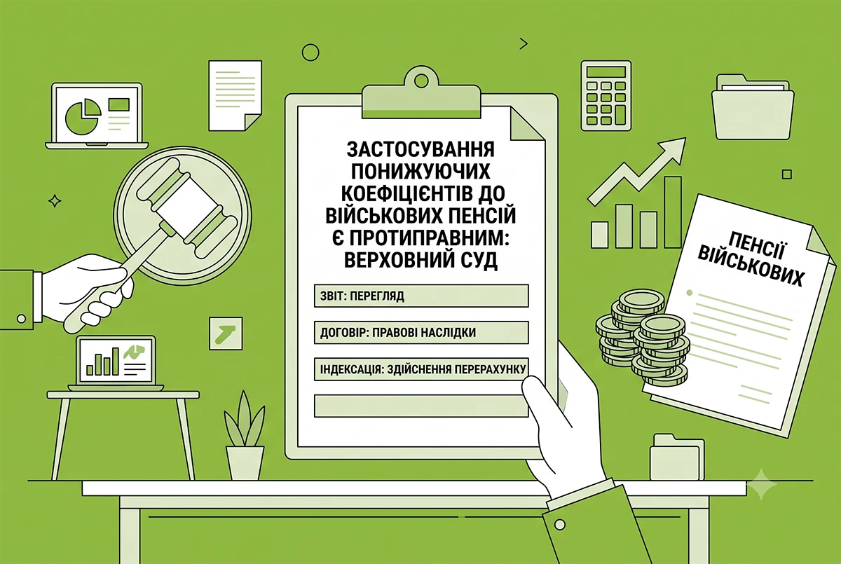 Застосування понижуючих коефіцієнтів до військових пенсій є протиправним: Верховний Суд