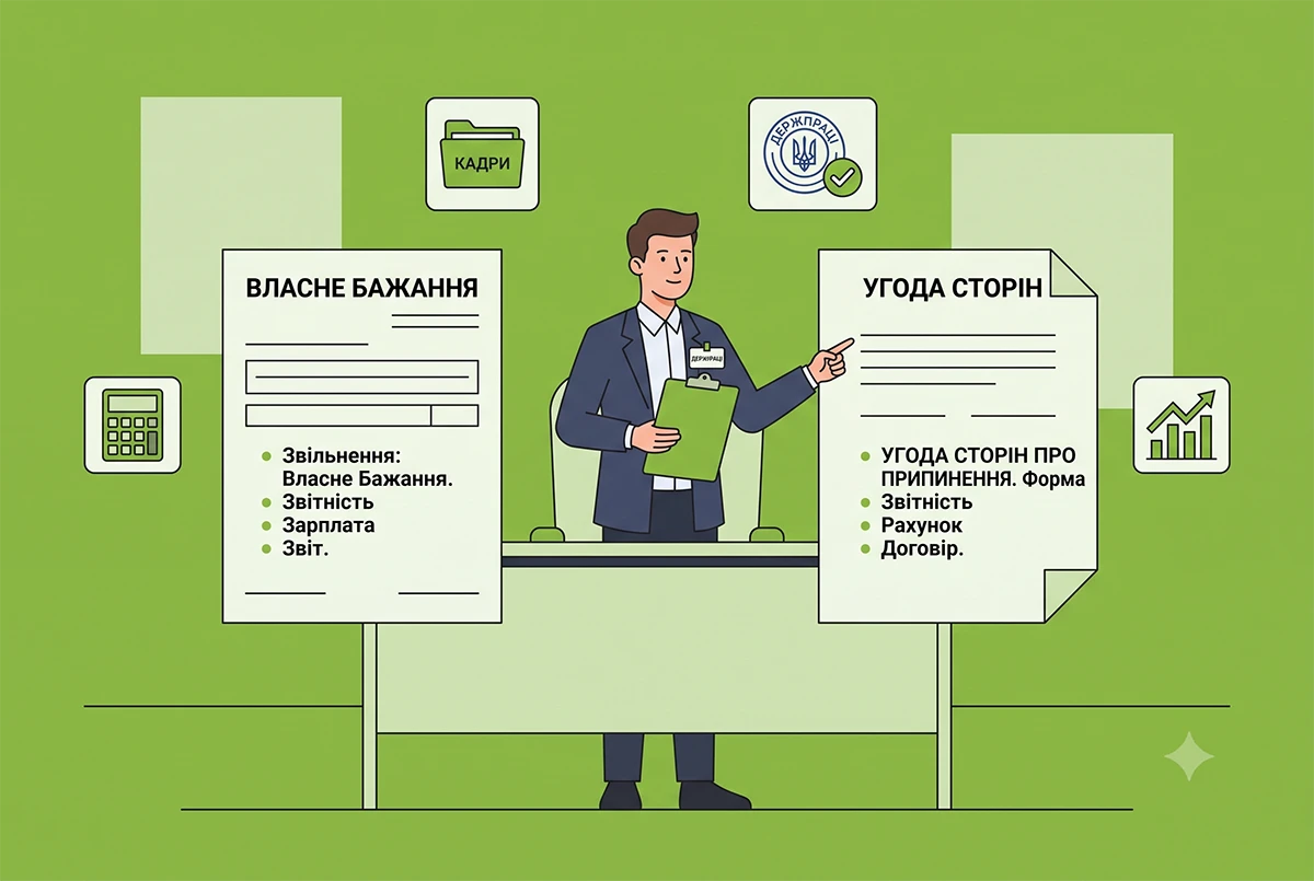 Звільнення за власним бажанням та за угодою сторін-2026: відмінності у підставах та оформленні від Держпраці
