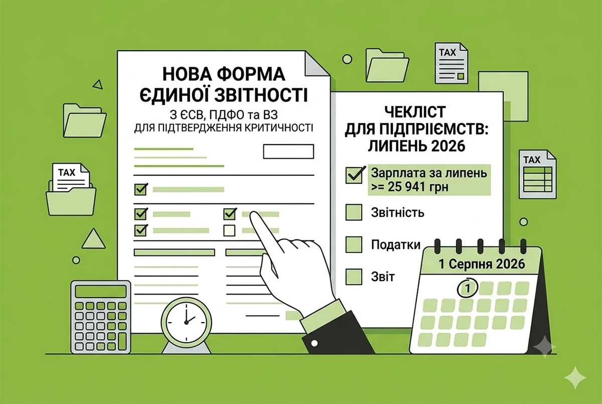 Критичність по-новому із 1 серпня 2026 р.: нова форма єдиної звітності і середня зарплата не нижче 25 941 грн