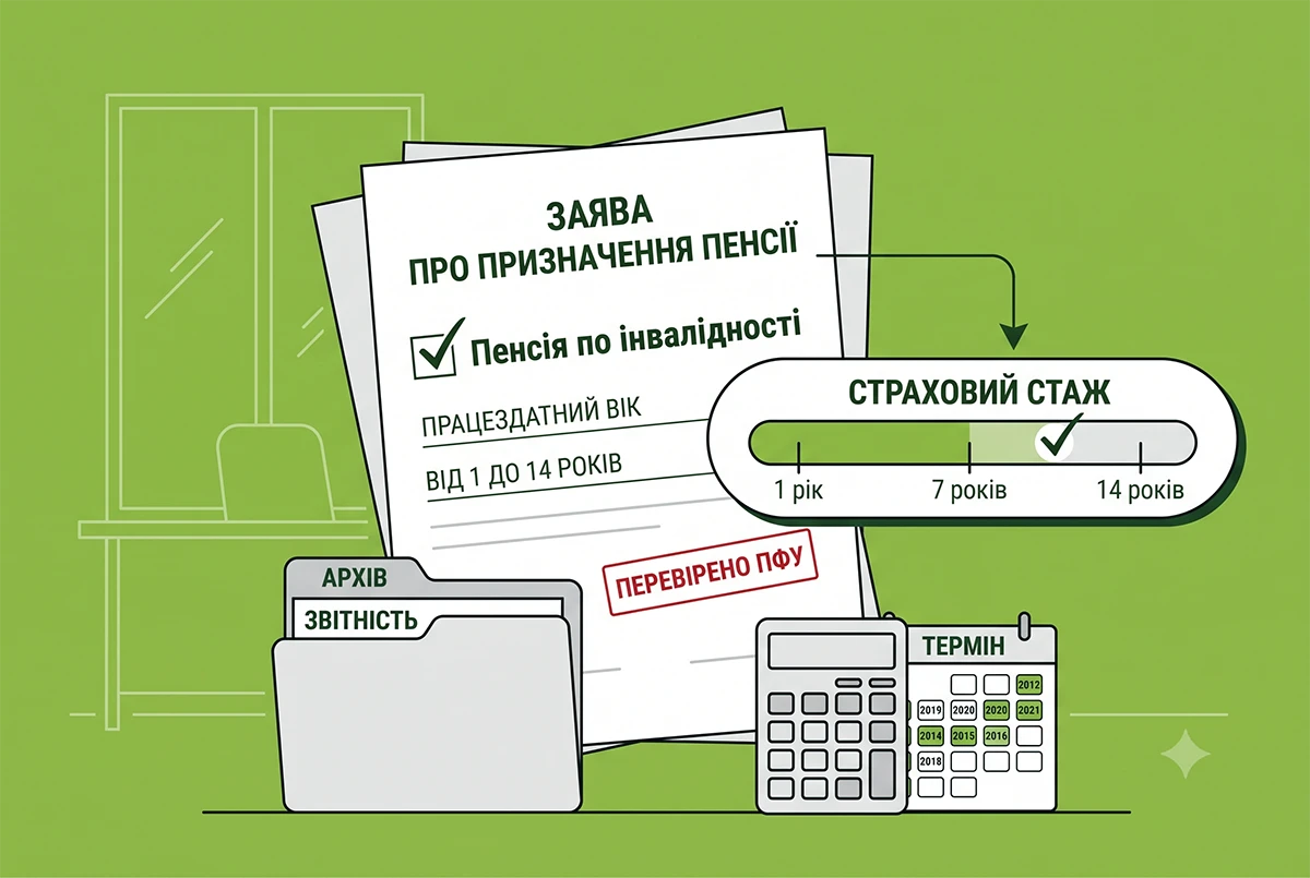 Пенсія по інвалідності призначається не автоматично: вимоги до стажу та розрахунок виплат у 2026 році