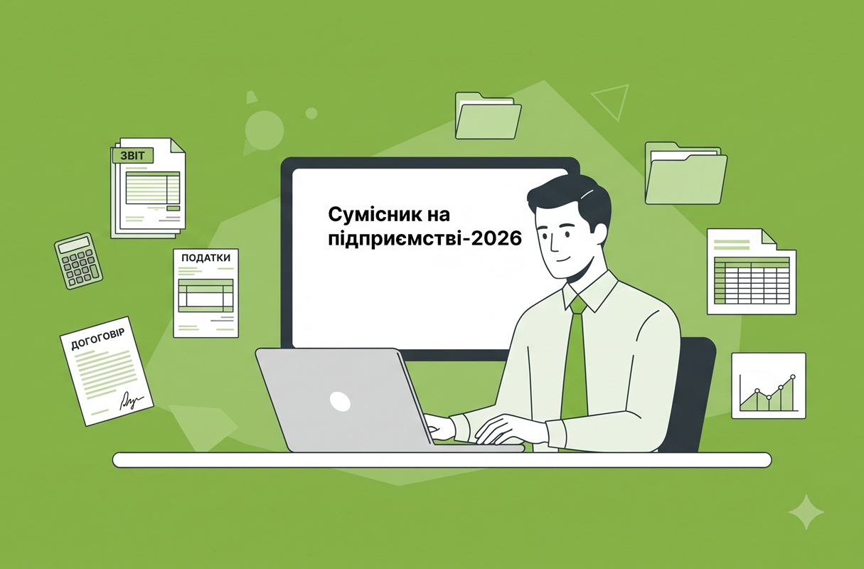 Сумісник на підприємстві-2026: оформлення, звітність, лікарняні, відпустки, відрядження, бронювання