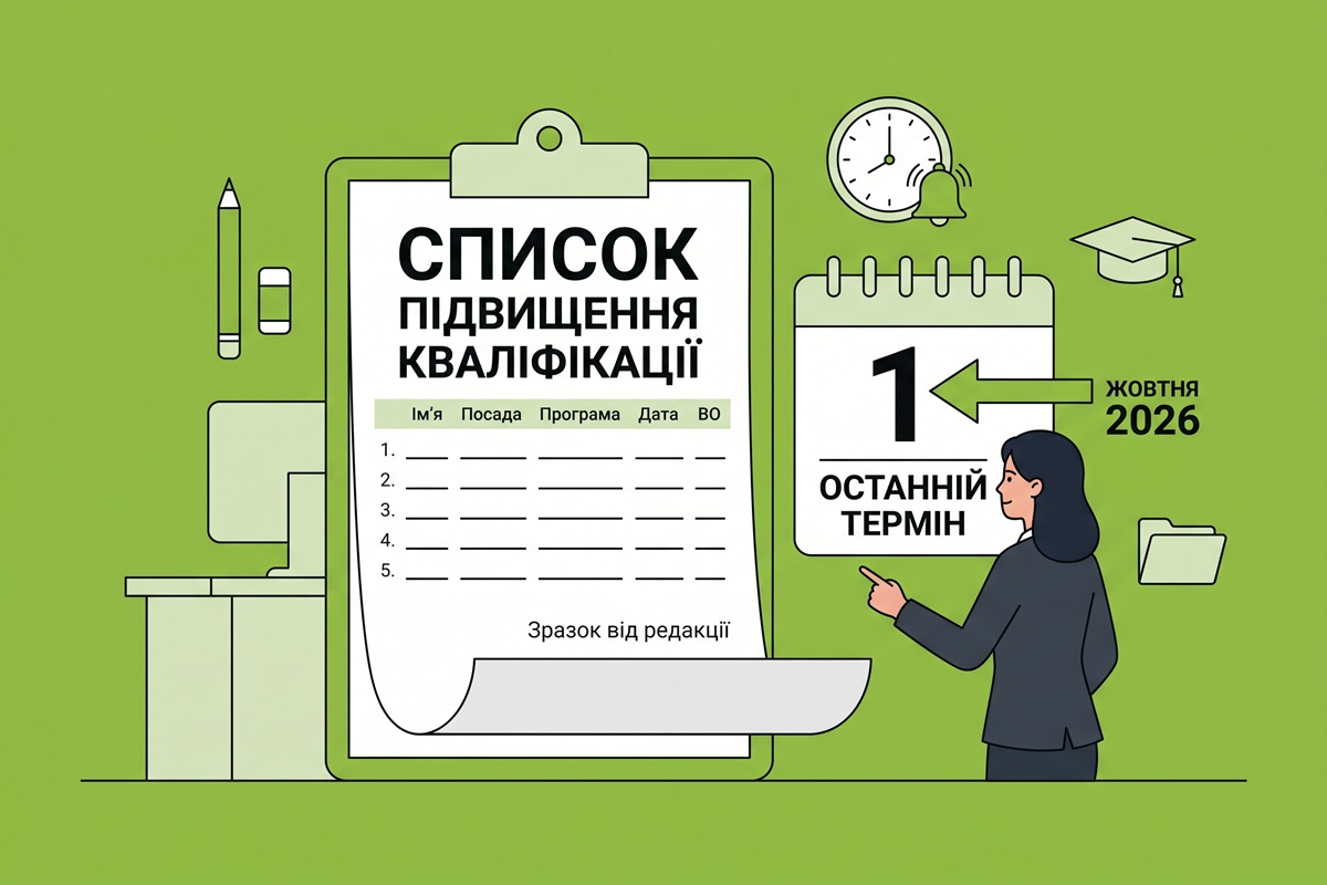 Список підвищення кваліфікації відповідальних за ведення ВО до 1 жовтня 2026 р.: кому і як складати + зразок