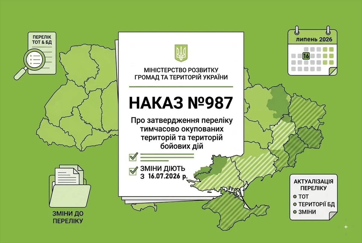 Повний перелік ТОТ та територій бойових дій – 2026 за наказом Мінрозвитку №987: нові зміни з липня 