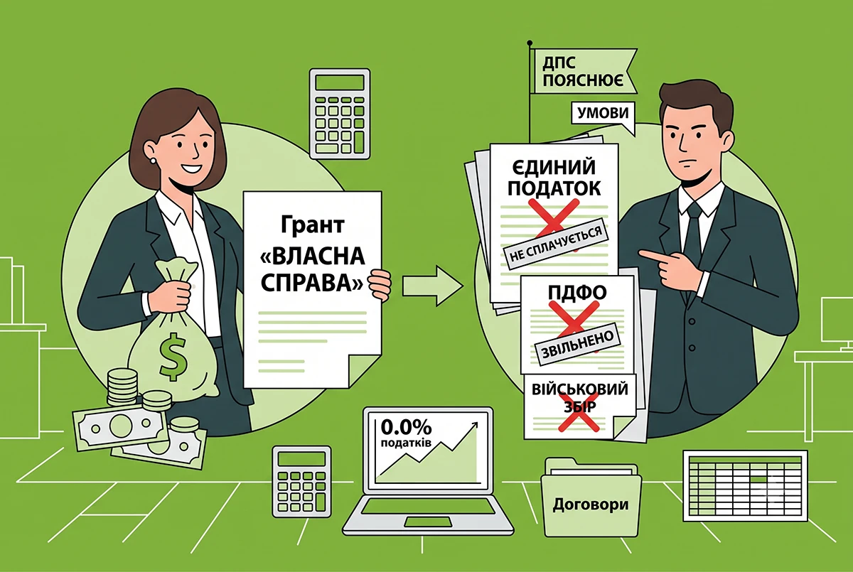 ФОП отримує грант «Власна справа»: ДПС пояснила, коли можна не платити ЄП, ПДФО та ВЗ з цієї суми